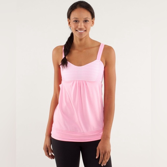 lululemon athletica Tops - Lululemon Run Striped Back On Track Tank Built in Bra Workout Flowy Gym Top